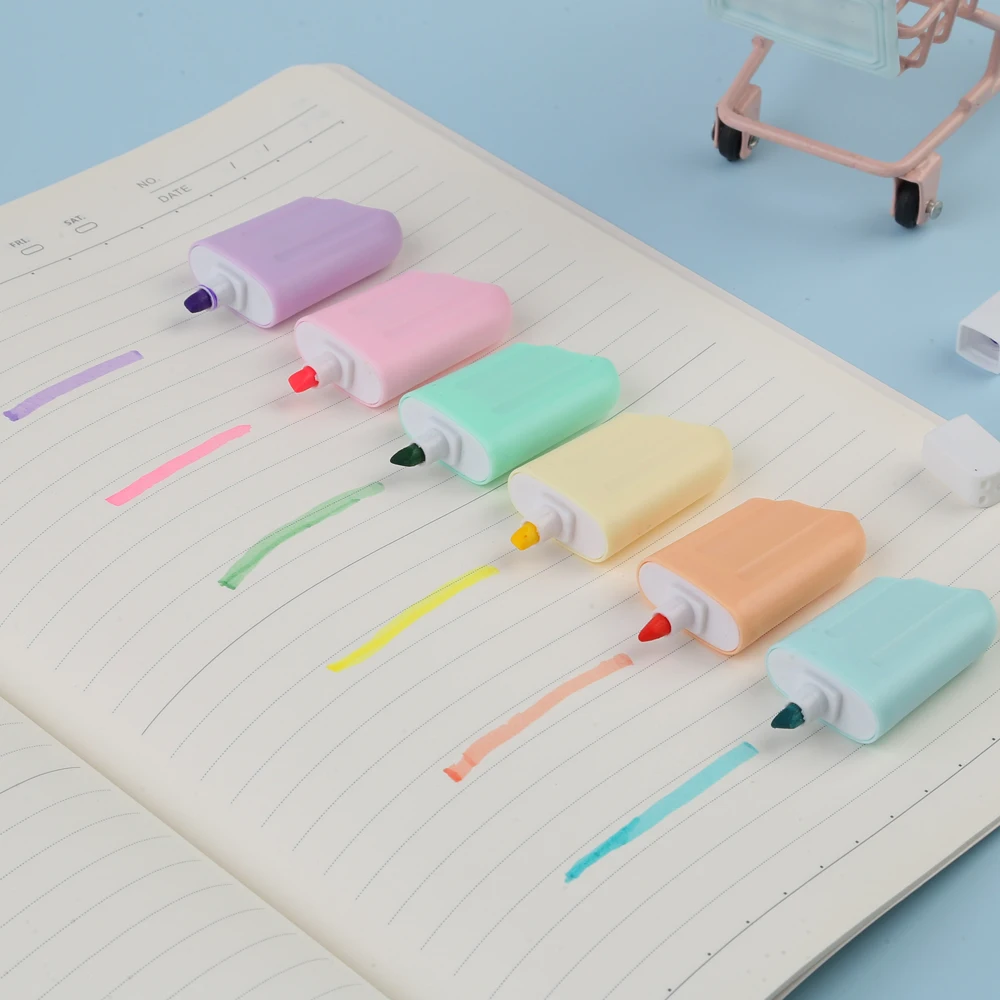 6 Pieces /Pack Lytwtw's Ice Cream Candy Color Highlighter Office School Supplies Gift highlighter marker highlighter pen art marker marker pen