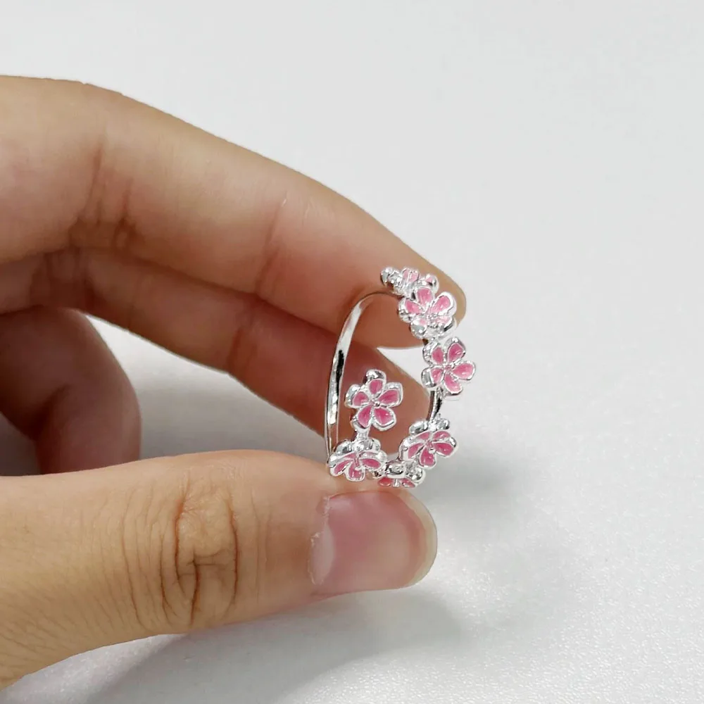 2025 New Sweet Gradient Flowers Cuff Finger Rings For Women Fashion New Anniversary Jewelry Gift Party Wholesale 3