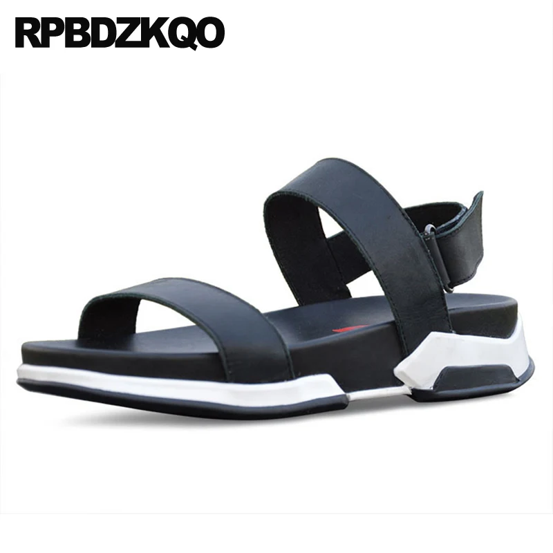 Muffin High Sole Open Toe Sandals Cow Leather Wide Fit Flatforms Trending  Summer Thick Holiday Flats Shoes 45 Large Size Men| | - AliExpress