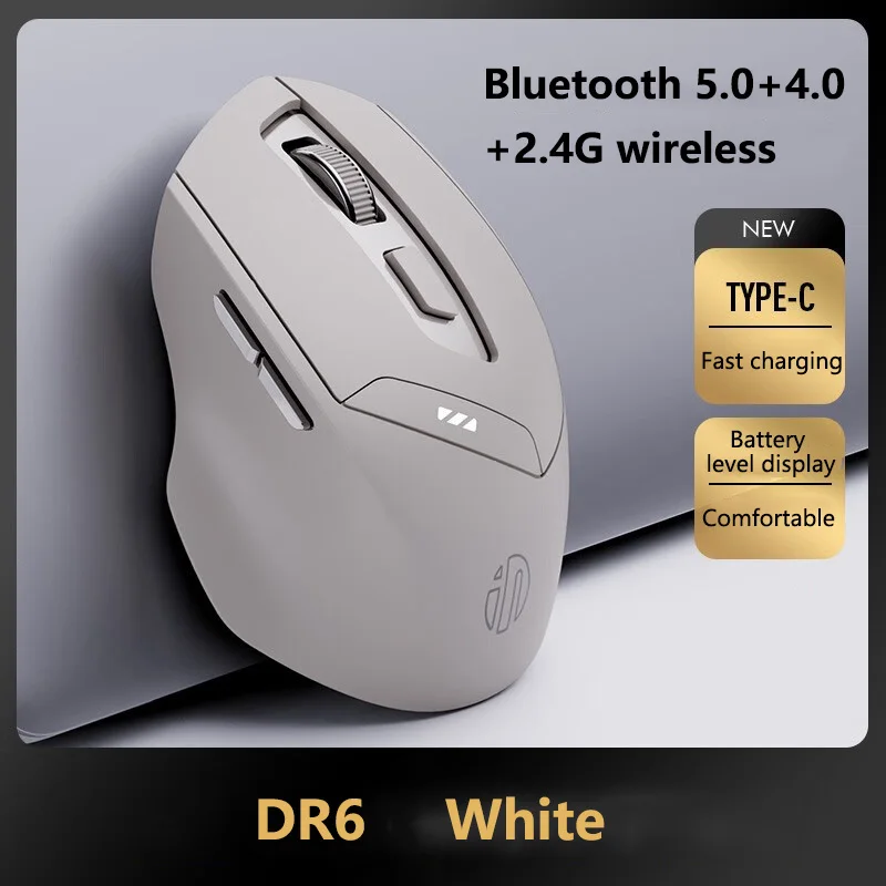 Inphic DR01 Bluetooth Wireless Ergonomic Silent Rechargeable Mouse For Home Office Laptop Desktop Tablet