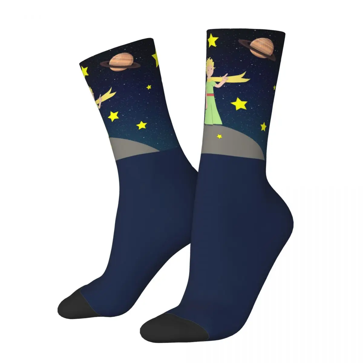 

Funny Crazy Sock for Men Many Stars Hip Hop Harajuku The Little Prince About Life and Human Nature Pattern Printed Boy Crew Sock