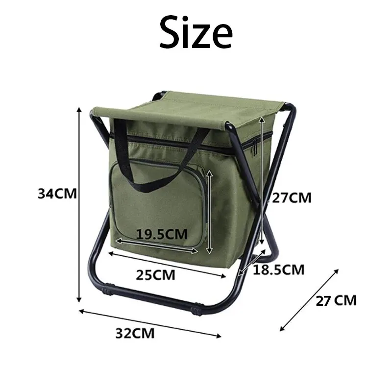 Foldable Fishing Chair Multifunctional Outdoor Stool With 10L Insulation Bag Durable Ultralight Folding Chair For Camping Picnic