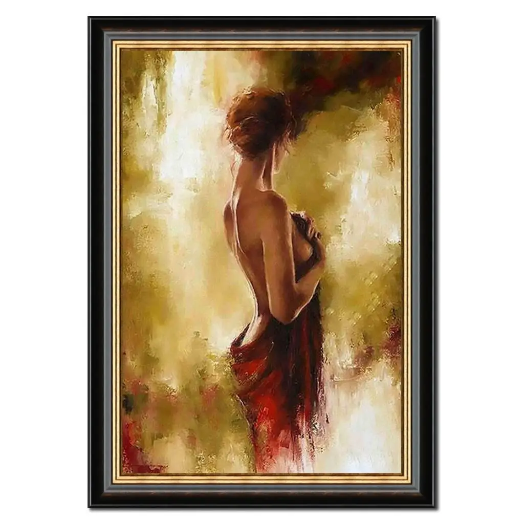 

Modern Woman Painting Canvas Art for Bathroom Hand Painted Beautiful Lady Figurative Artwork Wooden Framed Wall Decor 20" X 24"