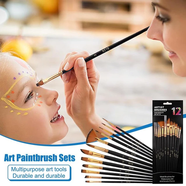 Acrylic Paint Brushes 12Pcs Face Paint Acrylic Artist Paintbrushes