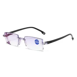 Rimless Anti Blue Light Unisex Reading Glasses - -2.5 (Black)