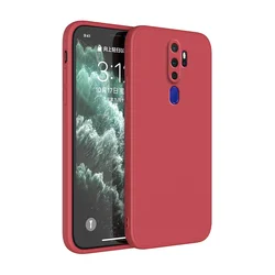 Luxury Liquid Silicone Soft Case with Camera Lens Protection - Square Thin Classic Cover s - OPPO A11X (Red)
