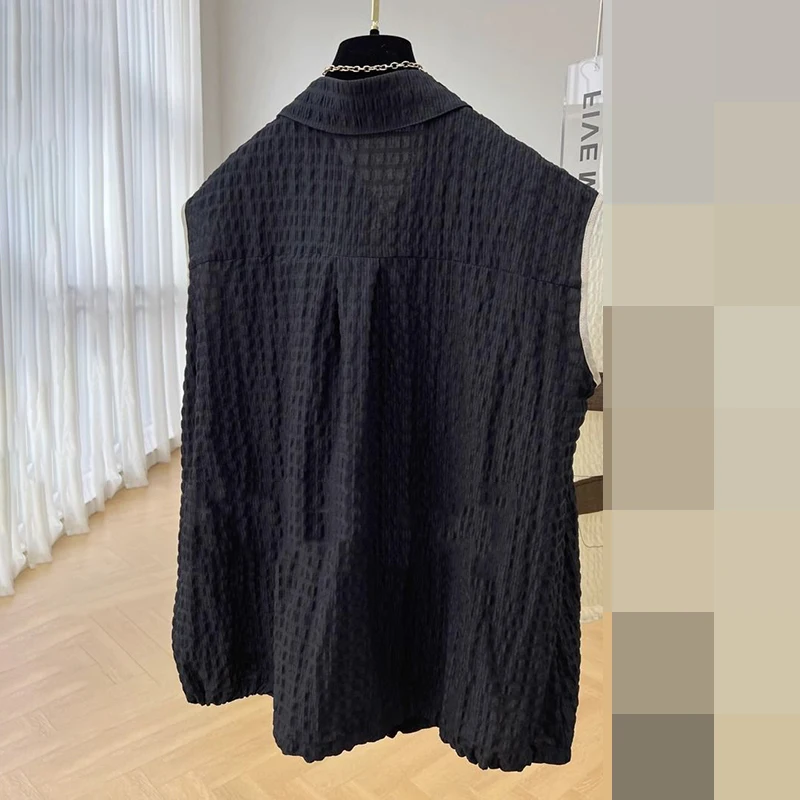 Spliced denim vest women's new autumn and winter pocket shoulder jacket sleeveless top  jackets  jackets for women 2024