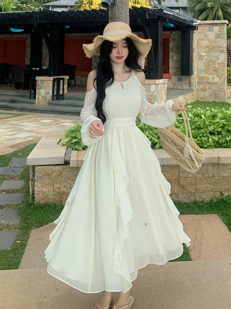 

2024 летние платья с оборками для женщин, милый японский и корейский дизайн, праздничное свидание, романтическое, яркое, винтажное длинное платье