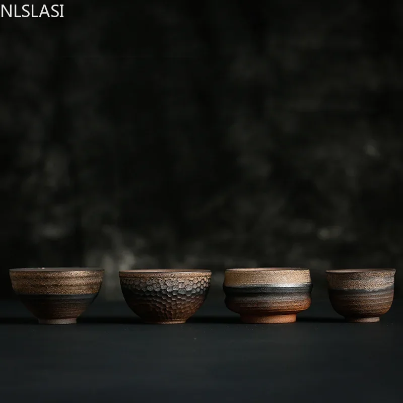 Vintage Handmade Ceramic Teacup Japanese Style Retro Tea Cup Stoneware Tea Set Home Bowl Master Cup