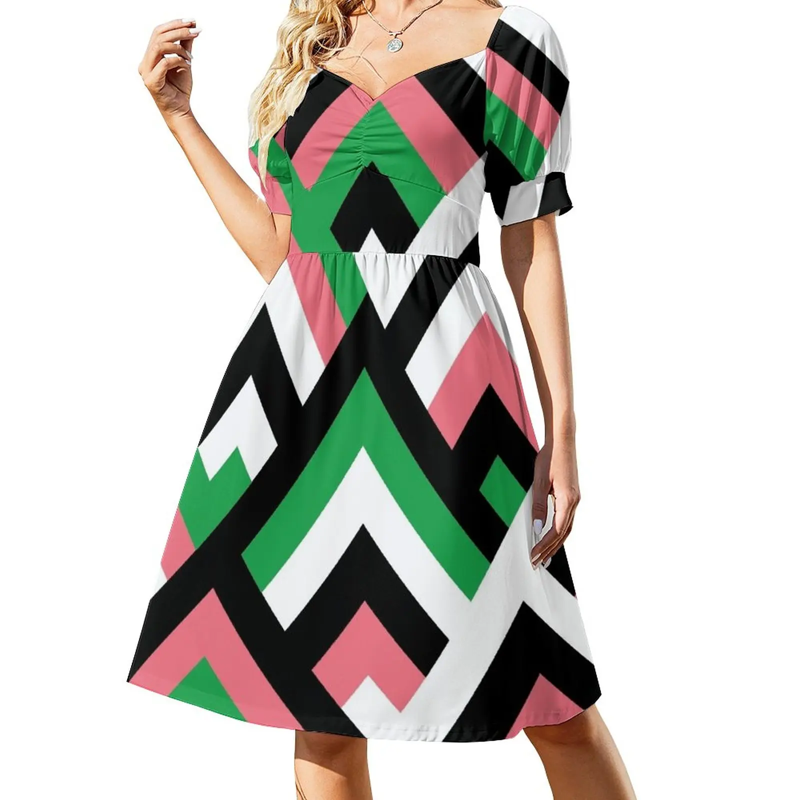 

Pink and Green Diamond aka Tetragon Pattern Dress long sleeve dresses long dress women