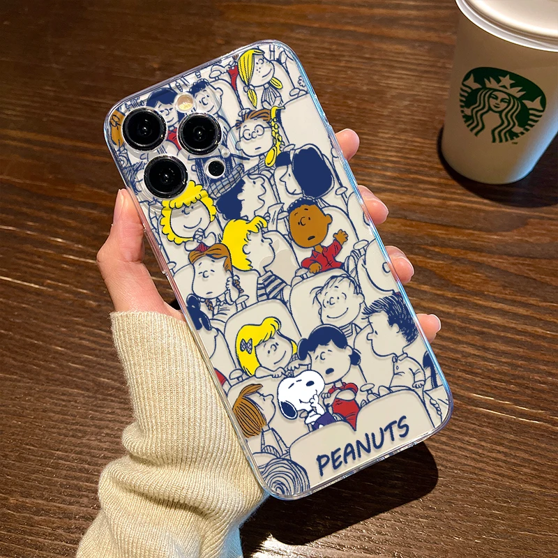 Kawaii Snoopy Peanuts Applicabile Apple 14 Iphone 13Promax Trasparente 12Mini Custodia Per Telefono In Silicone 11Pro Coppia
