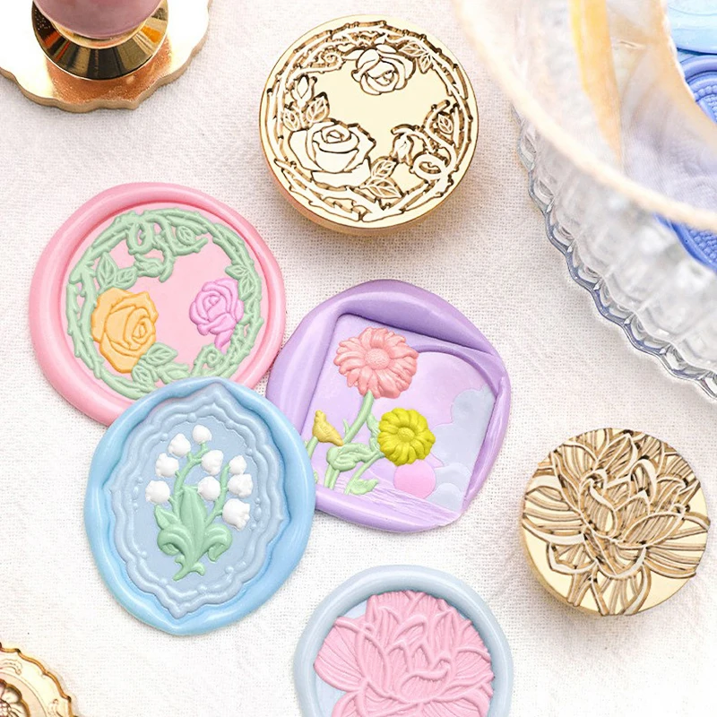 

Восковая печать с цветами, печать на голове лилии, товары для рукоделия в ретро стиле, конверт, поздравительная открытка, открытка на день рождения, пригласительное письмо, украшение