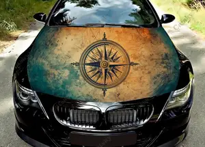 Image for Old World Map with Compass Car Hood Vinyl Stickers 