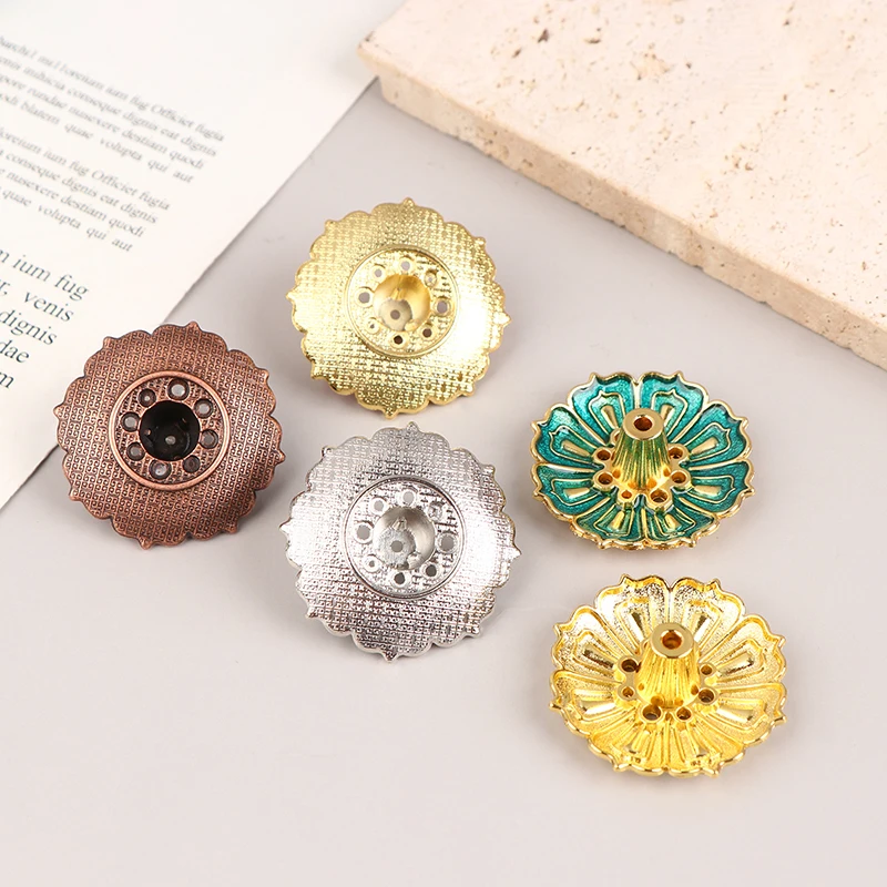 Incense Holder Lotus Alloy Incense Burner Stick Holder Home Buddhism Line Incense Plate Sandalwood Coil Base Delicate Temples Home Decor 1Pc