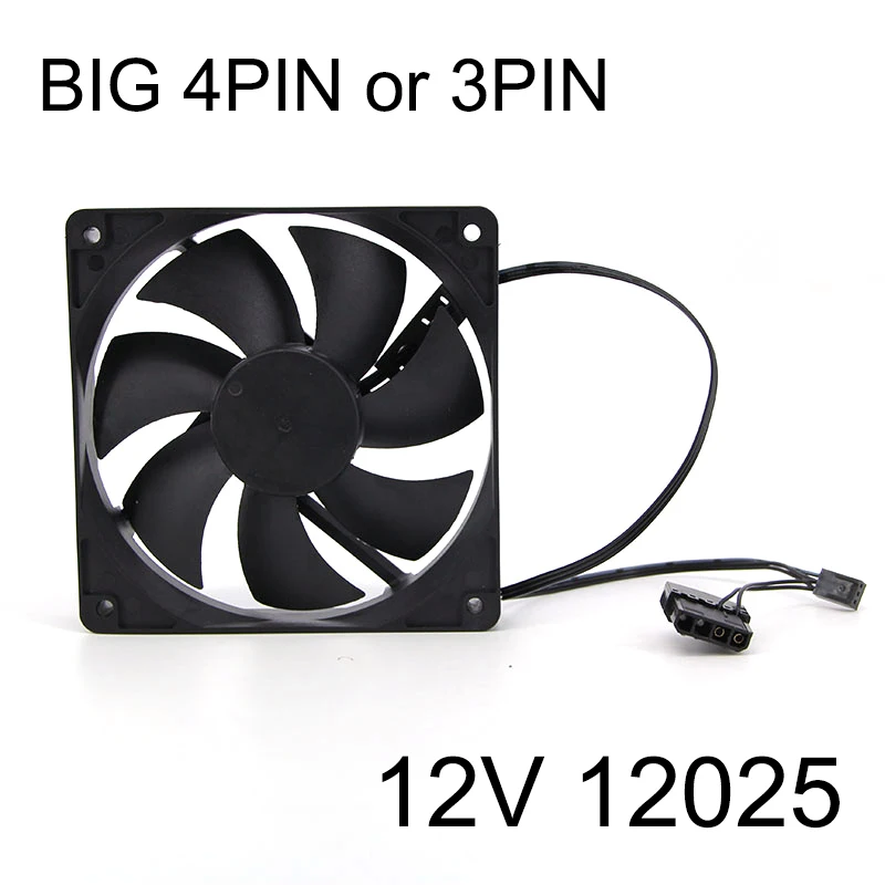 12cm DC 12v Large 3pin 4pin Brushless Computer Cooling Fan 1 120mmx25mm PC Fans Heatsink Radiator For PC Case GPU CPU Cooler