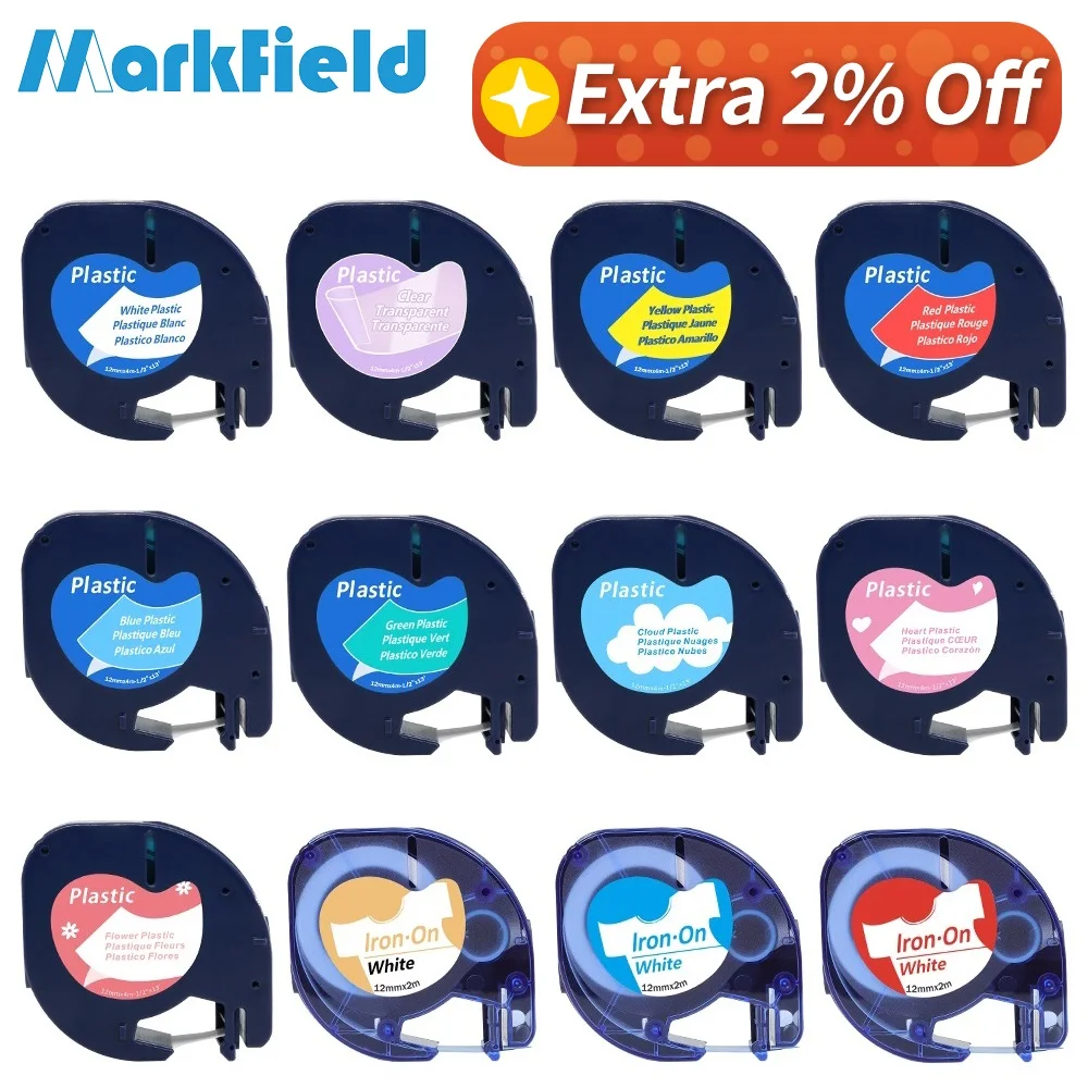 10 개/몫 Dymo Letratag 테이프 12mm Dymo LetraTag LT-100H 91201 91200 91331 91202 12267 용 종이/플라스틱/패브릭 라벨 테이프