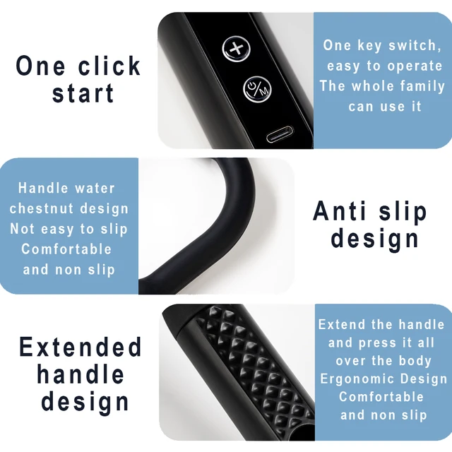 Fascia Gun with Extended Handle and Elbow for Self-assist Massage of the Upper and Lower Back Muscle Relaxation and Massage Done 6