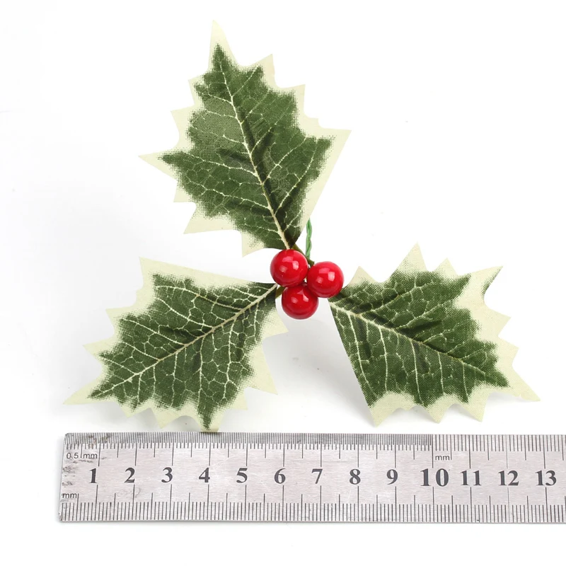 (10 Pcs/pack) 13cm Leaf Berry Christmas Berries Artificial Fruit New Year Decoration Christmas Tree Party Wreath Accessories