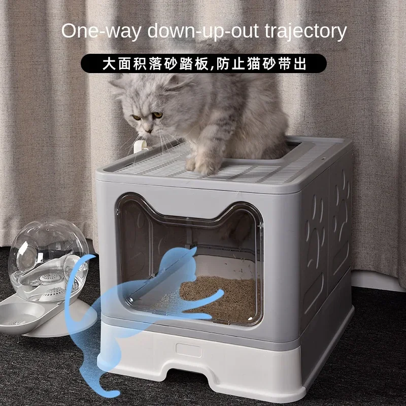 

Litter Box anti-splash large deodorant litter box fully enclosed drawer-type anti-litter toilet Plastic Scoop