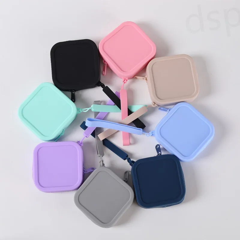 Waterproof Mini Zipper Square Coin Purse Silicone Travel Organizer Pouch Small Cosmetic Bag Earphone Bag coin purse coin wallet change bag women wallet card wallet cosmetic bag earbuds storage bag