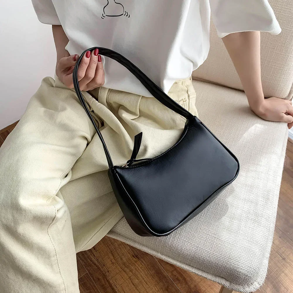 Retro PU Leather Shoulder Bag - Casual Small Top-Handle Handbag for Women