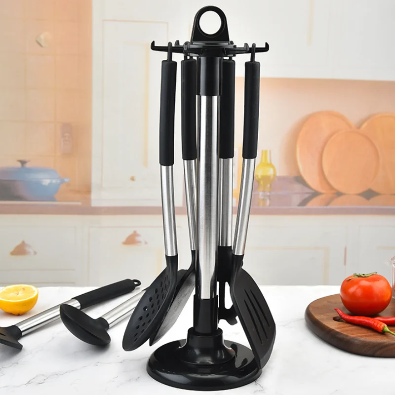 

Kitchen Rotary Storage Rack Rotatable Kitchenware Organizer Hooks Spatula Spoon Knife Storage cabinet Kitchen Accessories New