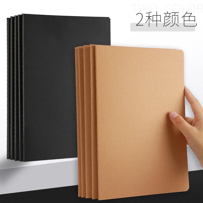 A5 Kraft Cover Notebook Retro Diary Horizontal Grid Simplified Homework Student Writing Car Line Exercise School Office Suppliel