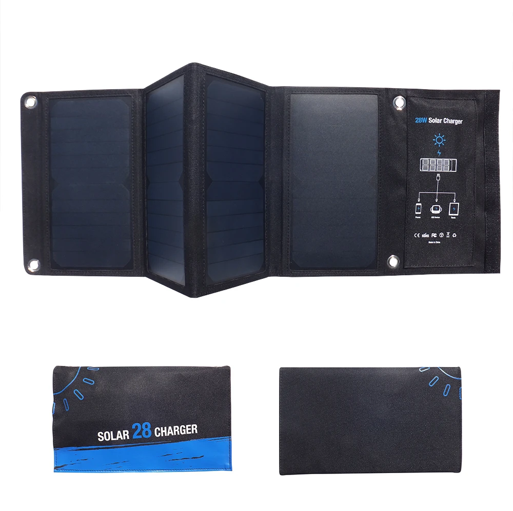 Caricabatterie Solare Da 28W 3 Porte Usb Caricatore Portatile Pieghevole Per Telefono Solare Con Pannello Solare Sunpower Per Il Campeggio Del Cellula