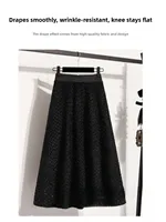 plus Size Women's Glitter Tweed High Waist A-Line Long Skirt Casual Versatile f Body Skirt for Plump Women Hip Conceal Sli... - Image 3