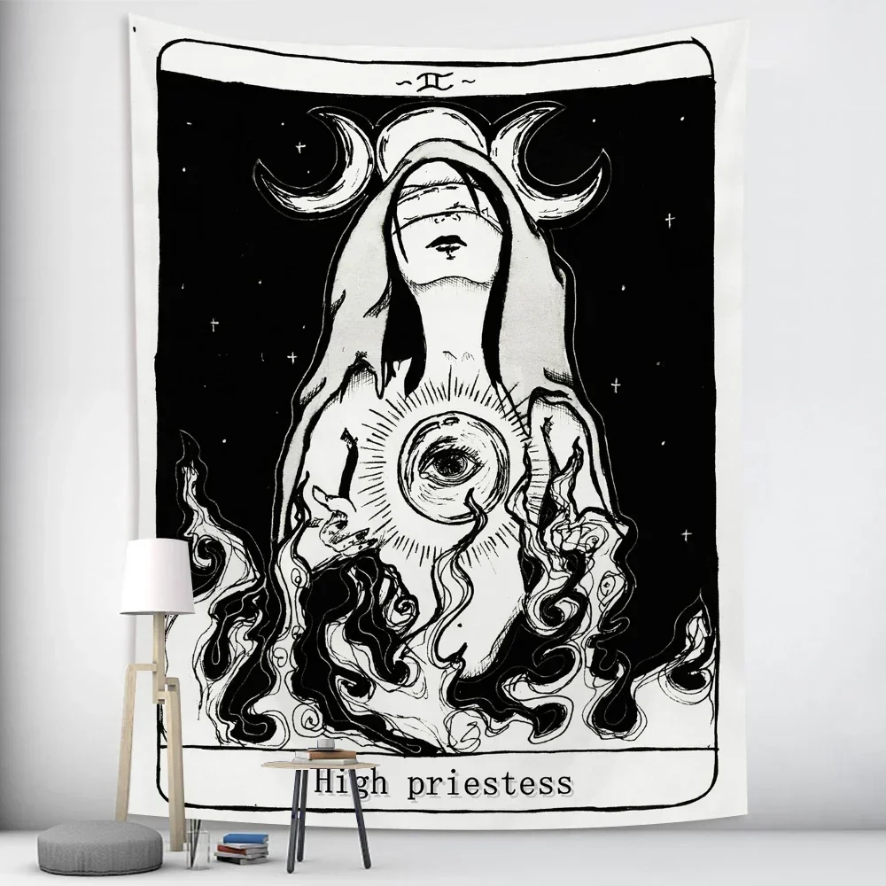 Goddess Hecate Tarot Divination Home Decor Witchcraft Tapestry Mandala Wall Decor Hippie Boho Moon Phase Tapestry Sofa Blanket