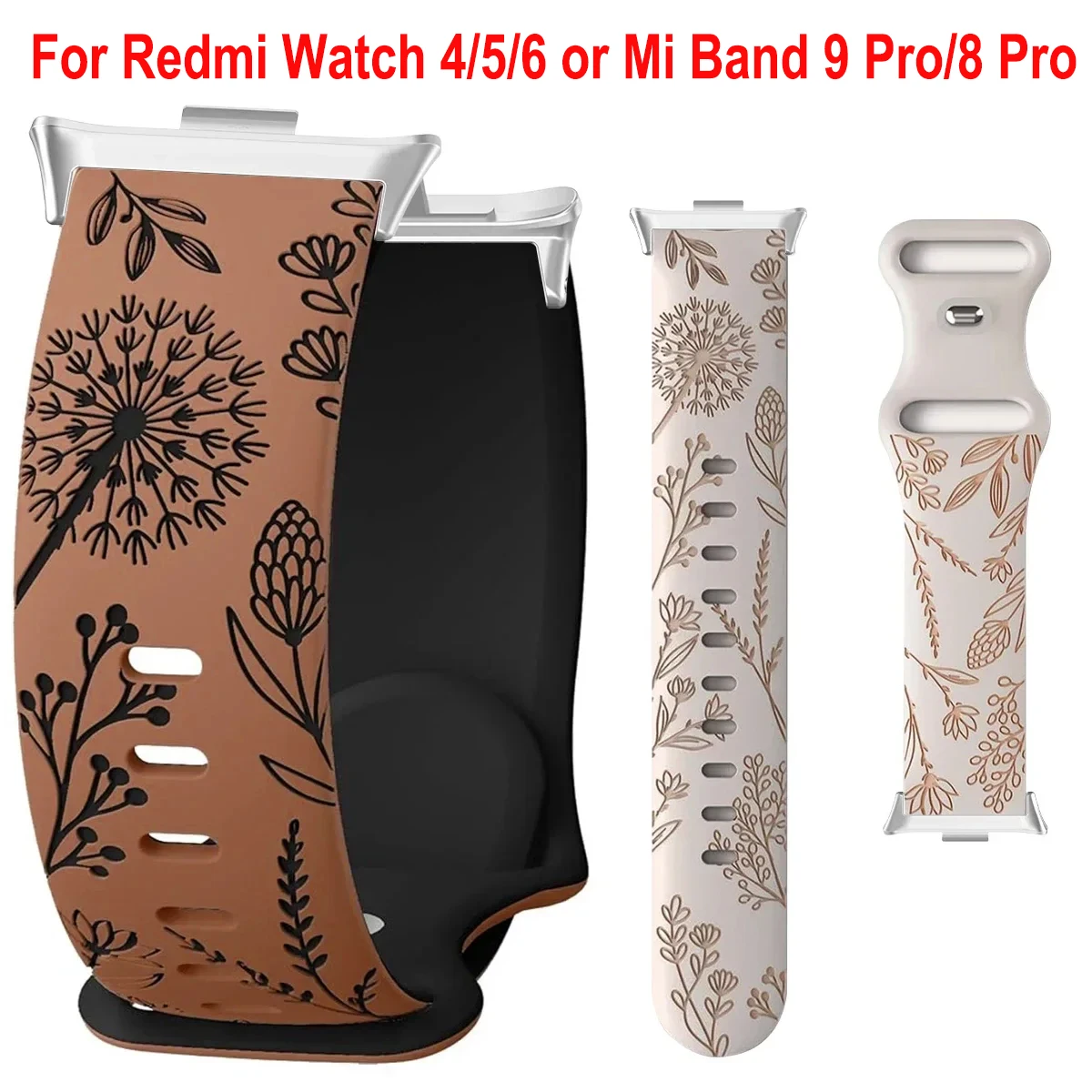 Two-Tone Dandelion Silicone Strap Wristband Bracelet Replacement Belt