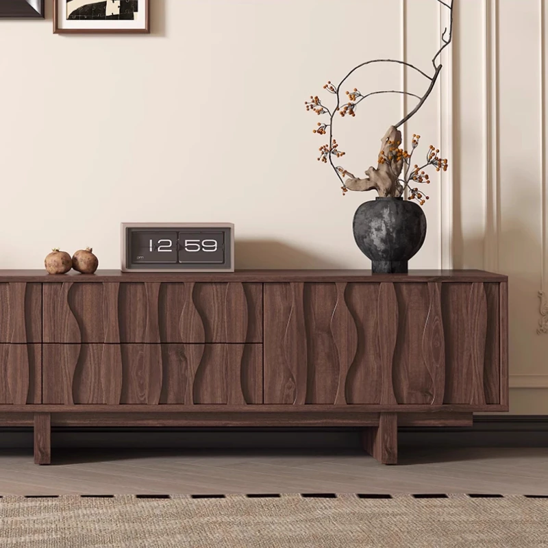 Solid Wood Mid Century Modern TV Stand With Coffee Table Storage Cabinet New Collection Small Space Living Room Furniture Set