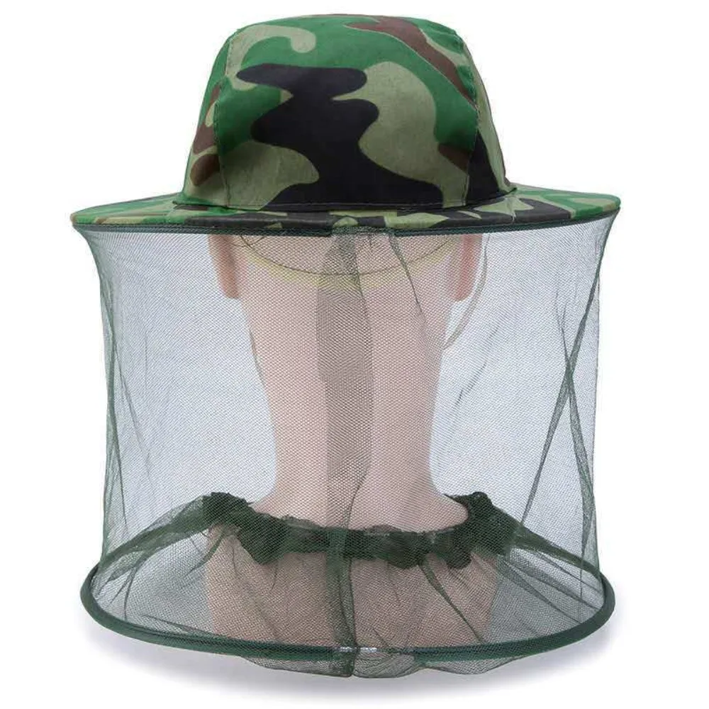 

Camouflage Gauze Hat Hot Camo Green Camo Yellow Sun Hat 58cm Head Circumference Mosquito Prevention Beekeeping Hat Camping