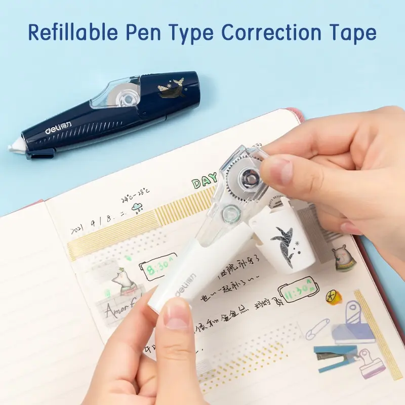Deli 2pcs Set Pen Type Correction Tape Student Cute Modification Tape Kawaii Correction For Office School Supplies correction tape