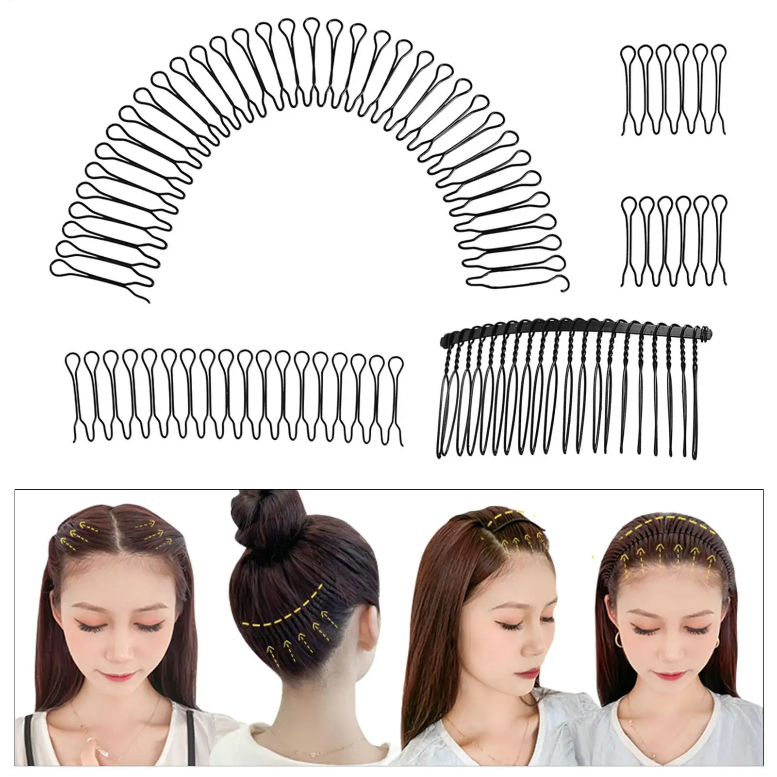 Peigne invisible noir pour femmes, outil de coiffure pour fixer les mèches rebelles et les franges, avec aiguille courbe pour insertion discrète ​ 1