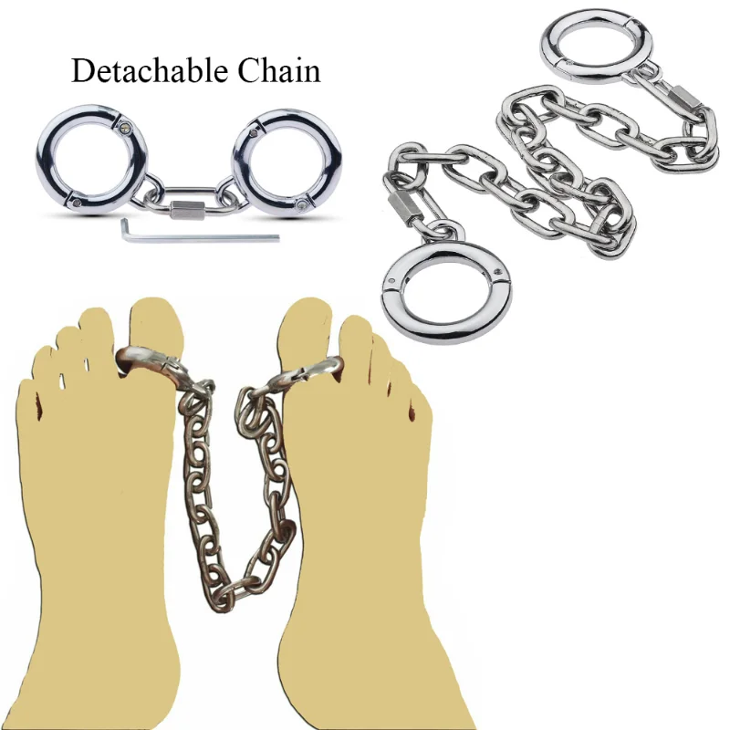 

Stainless Steel Thumb Toes Cuffs with Detachable Chain Lock BDSM Bondage Manacles Slave Restraints Adult Sex Toys