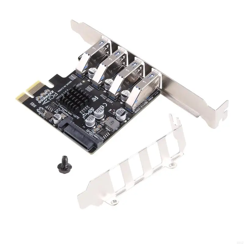 B0KF 4 Port PCI-E To USB HUB PCI for Express Expansion Card Adapter 5 Gbps Speed