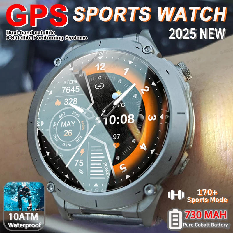 New Outdoors T-Rex 3 Military GPS Smart Watch 1.43" AMOLED Compass 10ATM Waterproof 730mAh High Battery 170+Sports HD Call Watch