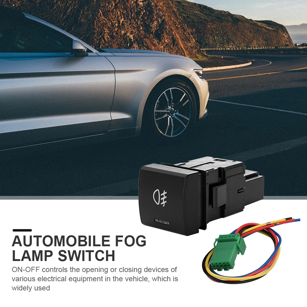Automobile Fog Lamp Switch with Green Light Fog Light Button Pure Copper Wire Refitting Fog Lamp Switch 12V 24V for Camry 2018+