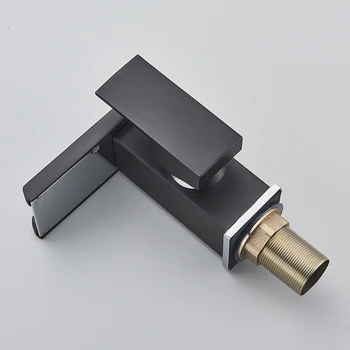 Black Tall LED Waterfall Basin Bathroom Faucet Deck Mounted Hot Cold Water Mixer Taps Three Color Change By Water Flow 6