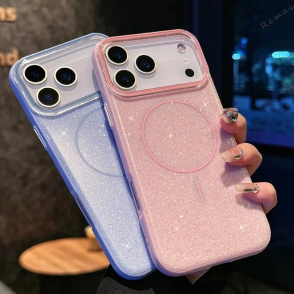 2025 Glitter Glam Magnetic Phone Case with Wireless Charging Compatibility