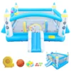 Kids Inflatable Bounce House With Long Slide Bouncing Area Basketball Hoop Heavy Duty Oxford Fabric Family Backyard Bouncy Castl 1