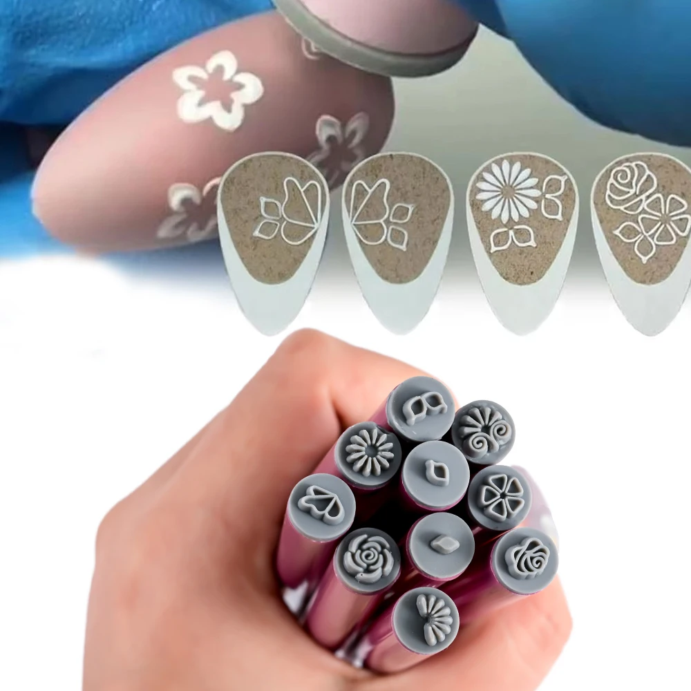 4/6/10Pcs Set Nail Art Stamp Pen DIY Floral Butterfly Nail Graffiti Nail Dotting Tools Polishing Painting Drawing Manicure Tools 3