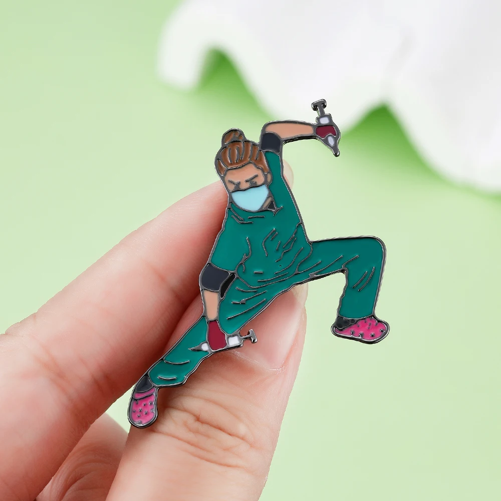 هانريش-بروش طبيب وممرضة مضحك ، دبوس مينا كرتوني طب...