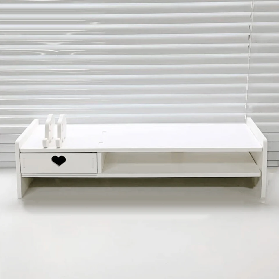 Supporto Per Monitor In Legno A 2 Livelli – Rialzo Per PC Da Tavolo 50x20x12 Cm, Con Cassetto E Piedini Antiscivolo, Ergonomico Per Ufficio E Casa, Carico 25 Kg