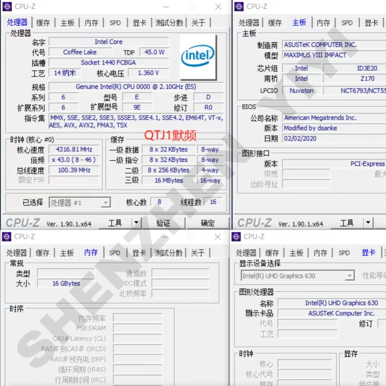 Cometa Lago Modificado 노트북 CPU(LGA 1151, 10, QTJ1 0000, 10980HK ES, 2.1G, 8C16T, 오버클럭 가능)