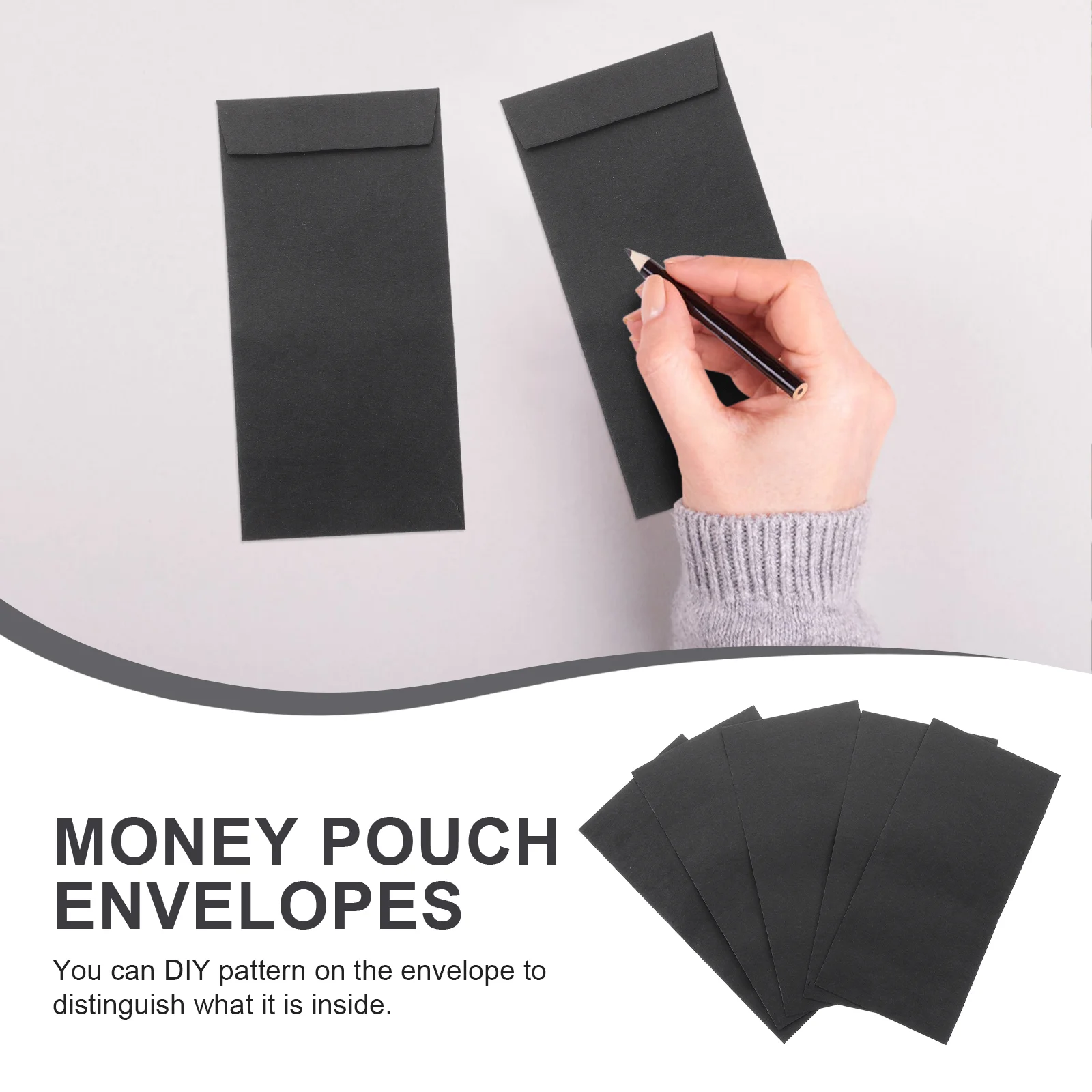 120 Pcs Coins Cash Self-adhesive Envelope Small Item Pouch Western Style Binder 16x8x01cm Money Envelopes for Saving Black mini envelopes