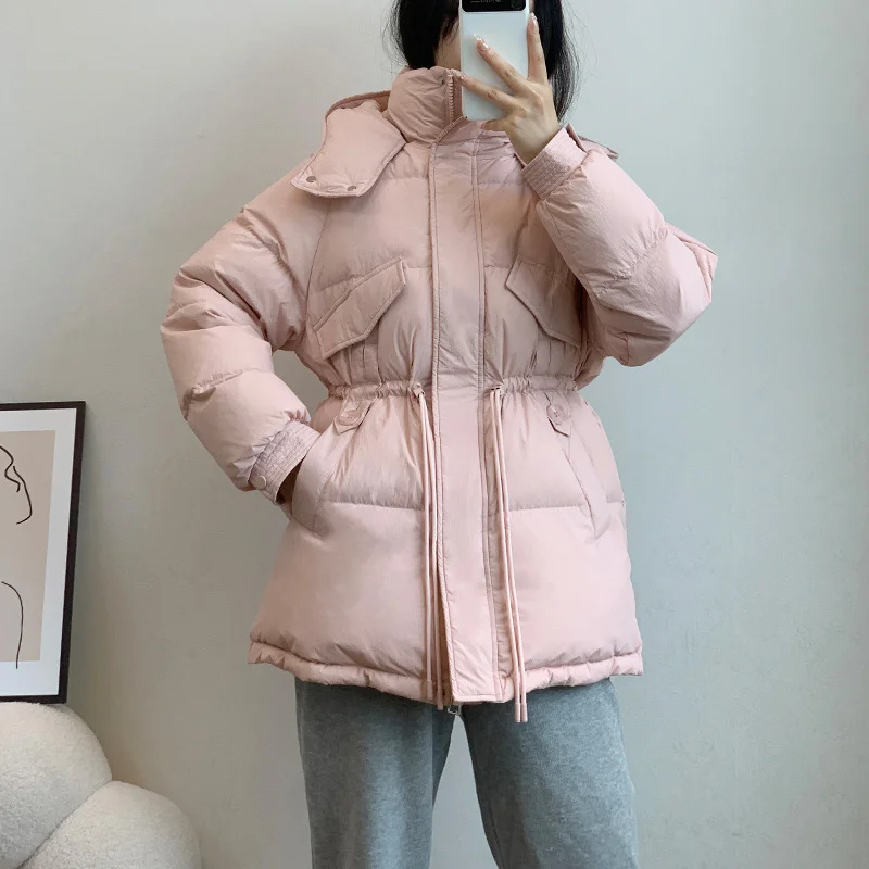 Women's Lightweight Puffer Jacket, Hooded Parker Coat, Drawstring