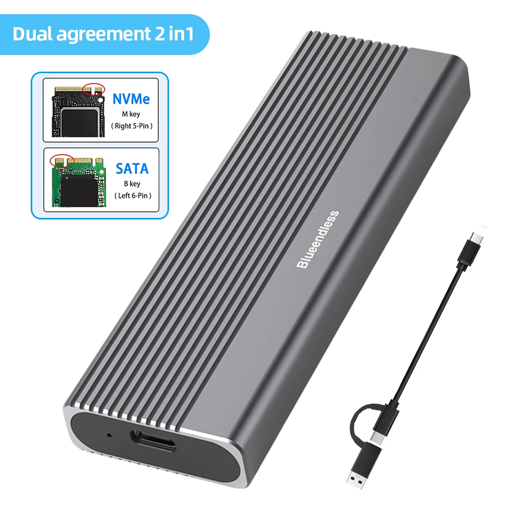 M.2 NVMe NGFF SSD Ŭ Gen2  ϵ ̺ ڽ, CŸ-CŸ-USB A ޴ ϵ ũ ̽, 10Gbps
