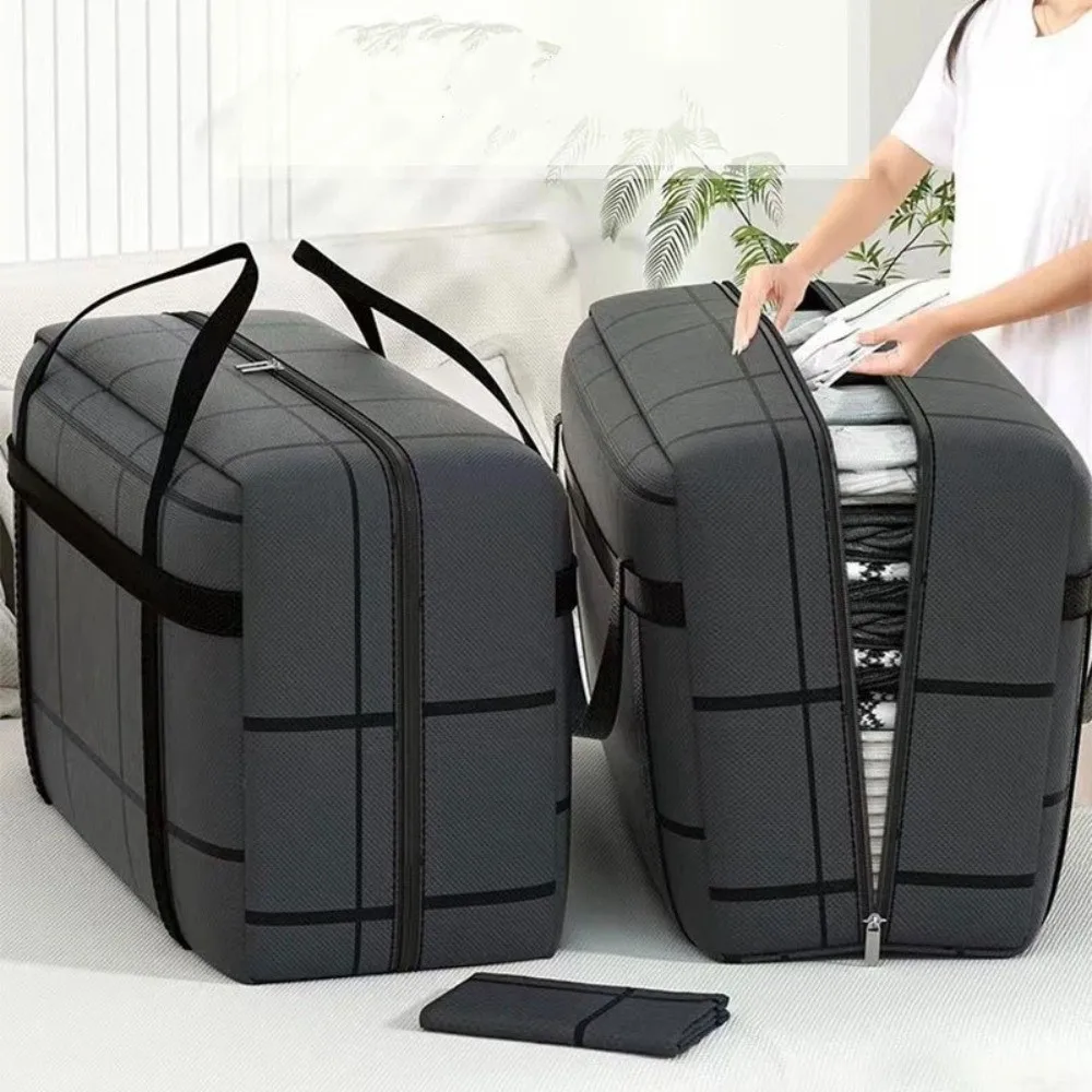Thickened Clothes Storage Bag Large Capacity Double Zipper Duffel Bag Dust-Proof Folding Tote Bag Seasonal Storage